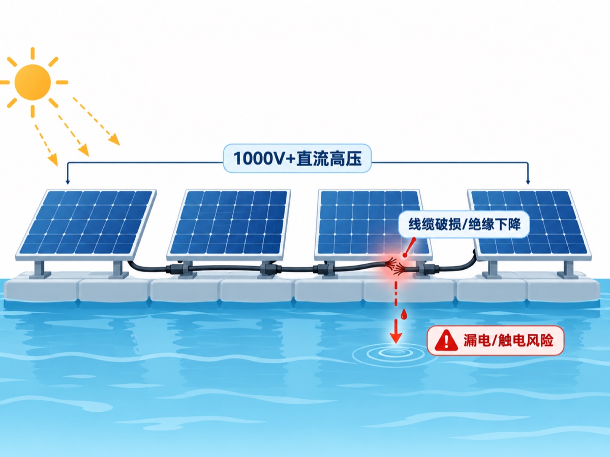 水面光伏直流高压与漏电触电风险